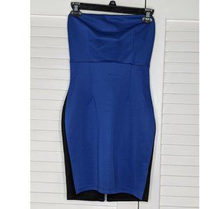 NWOT Forever 21 Blue & Black Strapless Dress Small